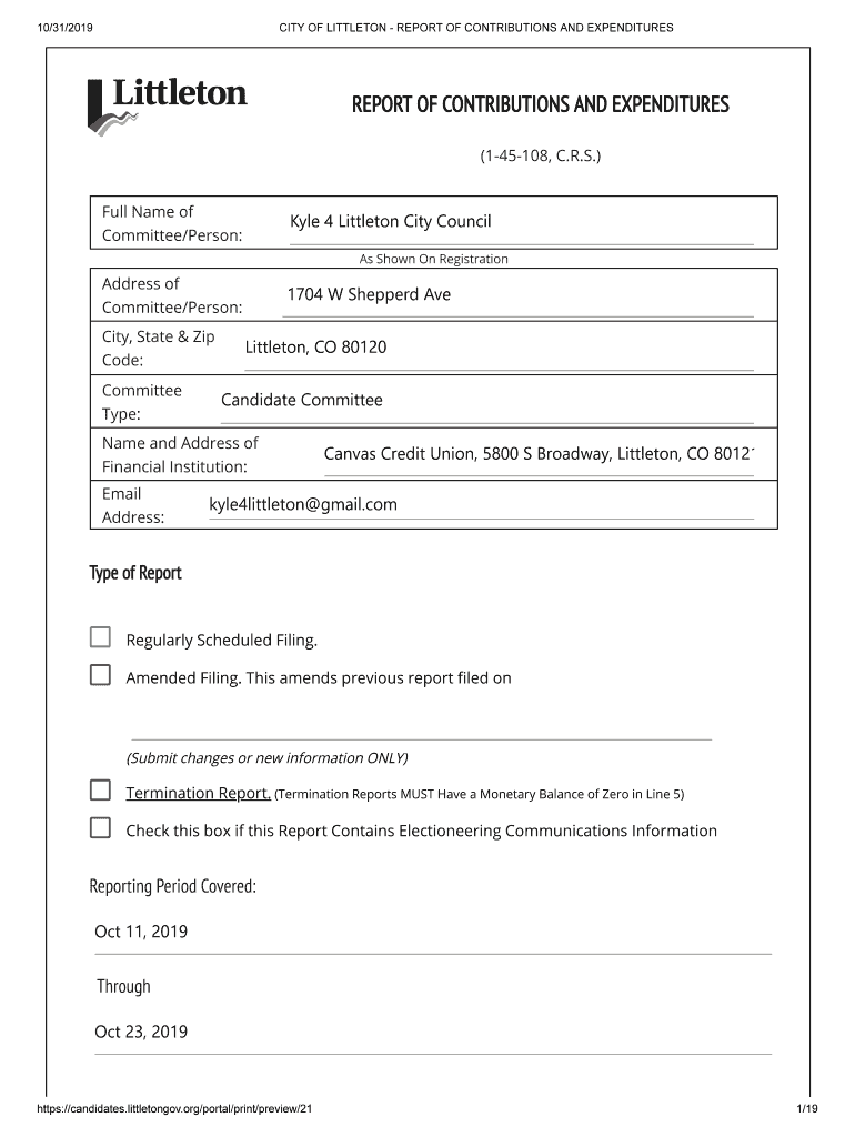 Fillable Online 2020 Littleton Proposed Budget City of Littleton Fax