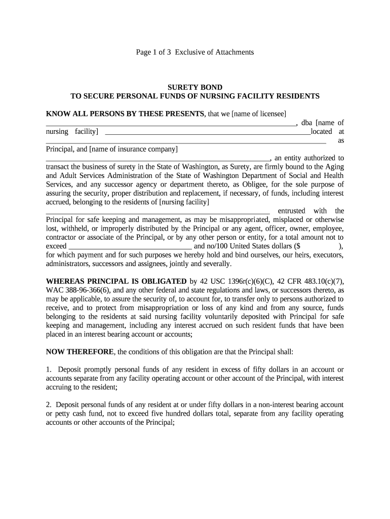 Nursing Home Surety Bond Missouri Department of Health Doc Template
