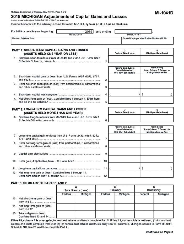 MI DoT MI1041D 2019 Fill out Tax Template Online US Legal Forms