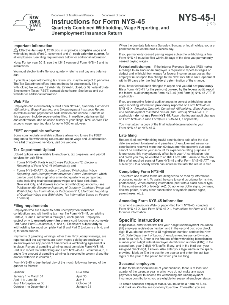 2020 Form NY NYS45I Fill Online, Printable, Fillable, Blank pdfFiller