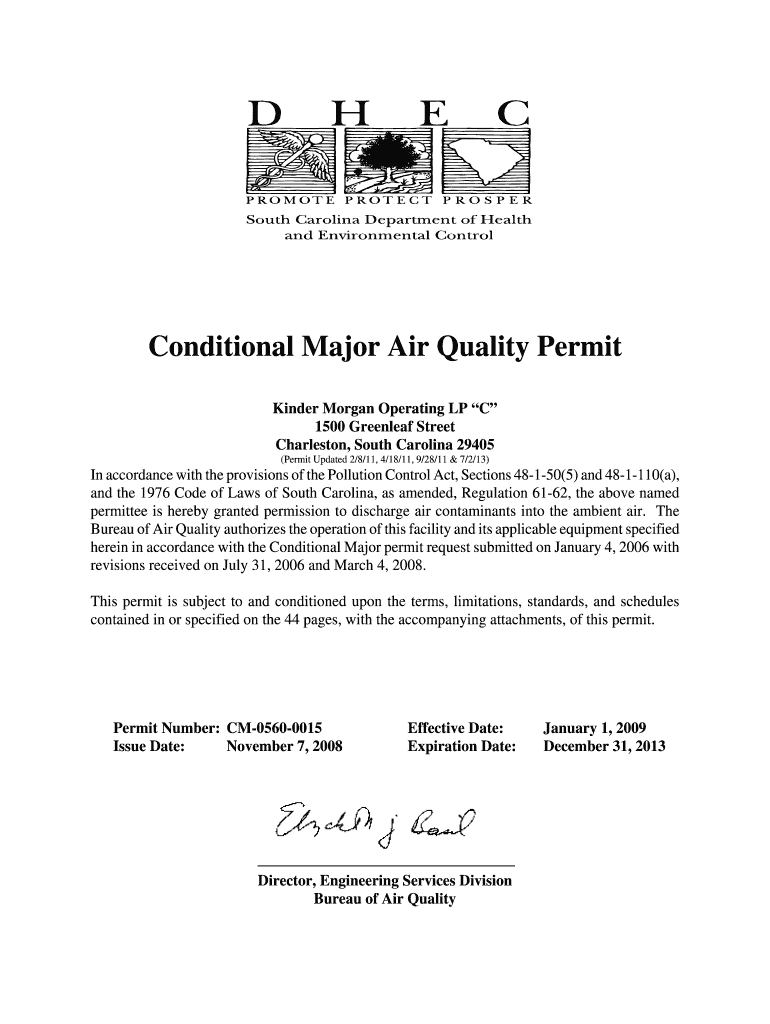 Fillable Online Conditional Major Air Quality Permit Fax Email Print pdfFiller