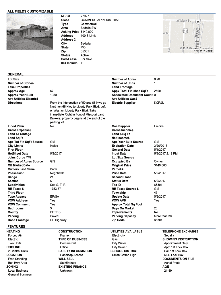 Fillable Online Sedalia, MO Commercial Real Estate for Sale and Lease