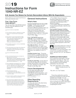 Fillable Online 2019 Instructions for Form 1040-NR-EZ. Instructions for