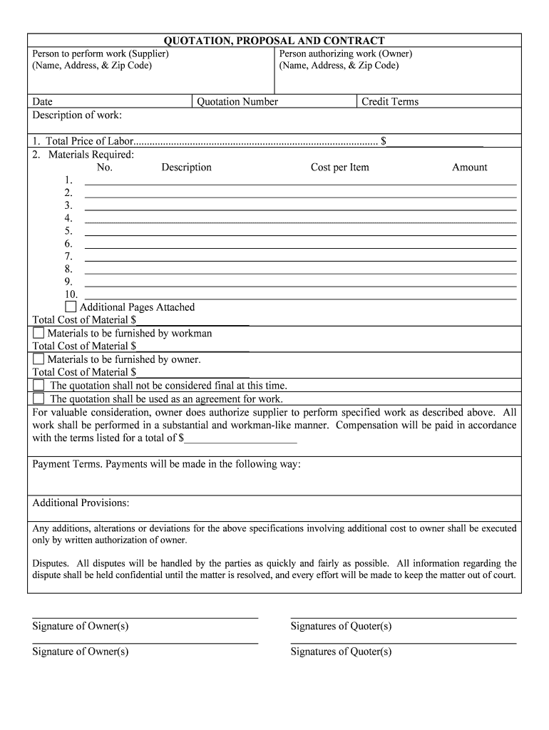 Questions to ask when obtaining a quote from a contractor Fill out