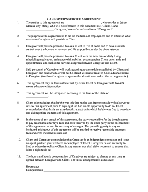 Agreement Caregiver - Fill and Sign Printable Template Online