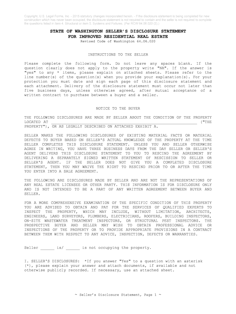 Residential Disclosure Form Fill and Sign Printable Template Online
