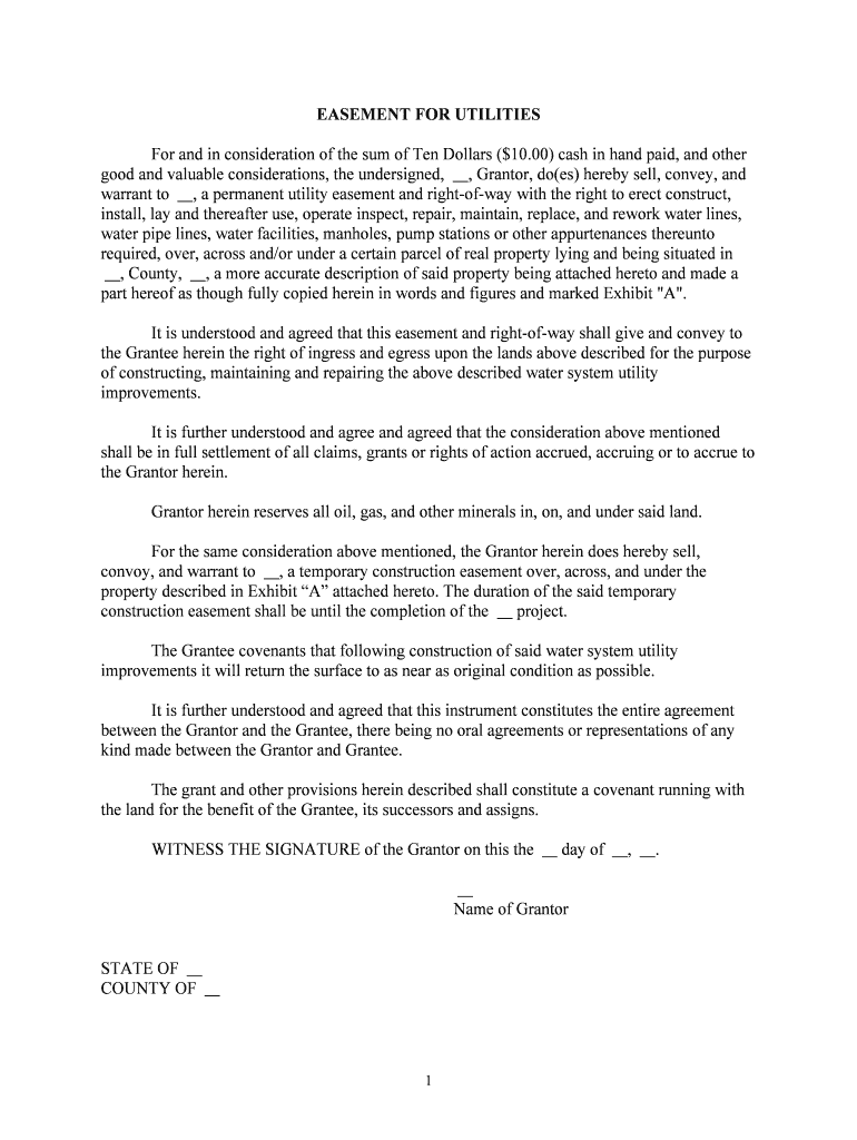 Easement For Utilities Form Fill Online, Printable, Fillable, Blank pdfFiller