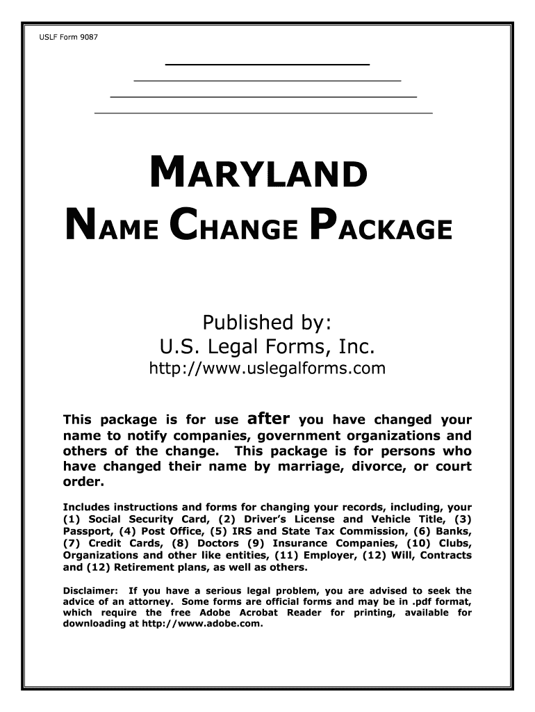 Name Change Notification Package for Brides, Court Ordered Name Change