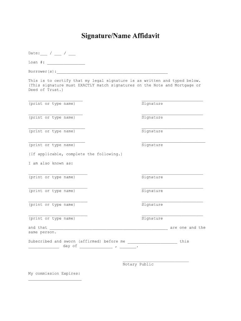 Signature Affidavit Form Fill Out and Sign Printable PDF.