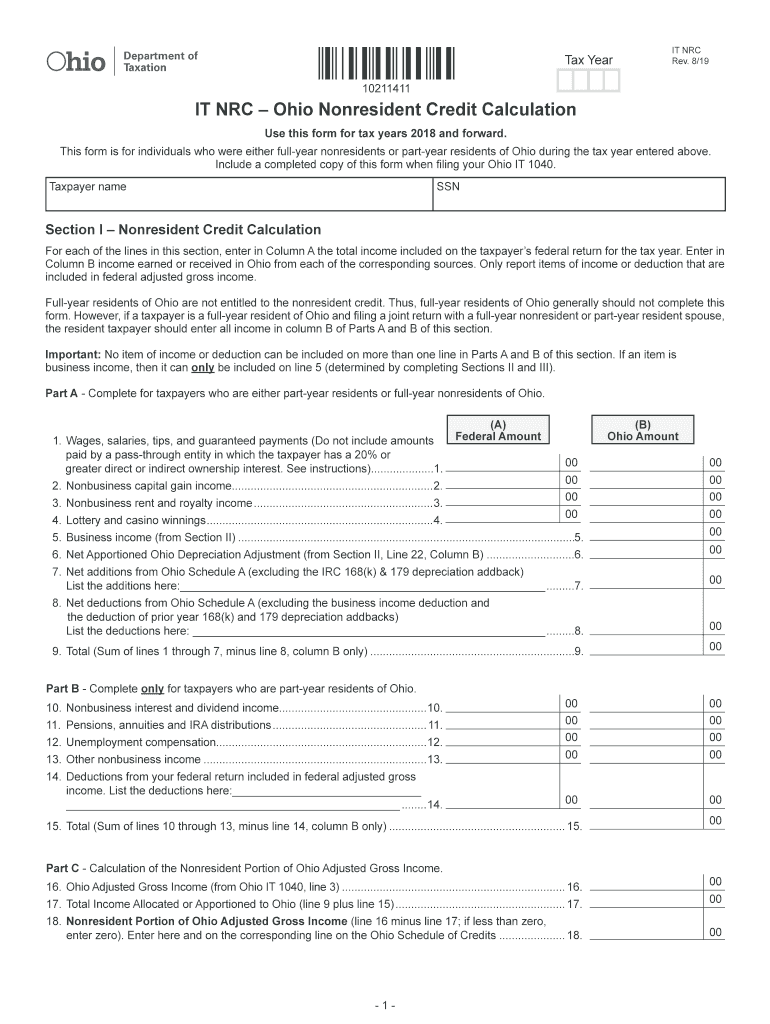 2019 Form OH IT NRC Fill Online, Printable, Fillable, Blank pdfFiller