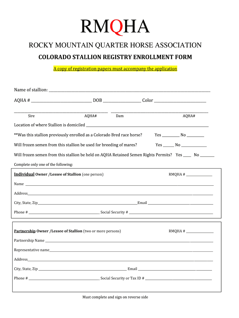 Fillable Online Show Schedule Rocky Mountain Quarter Horse