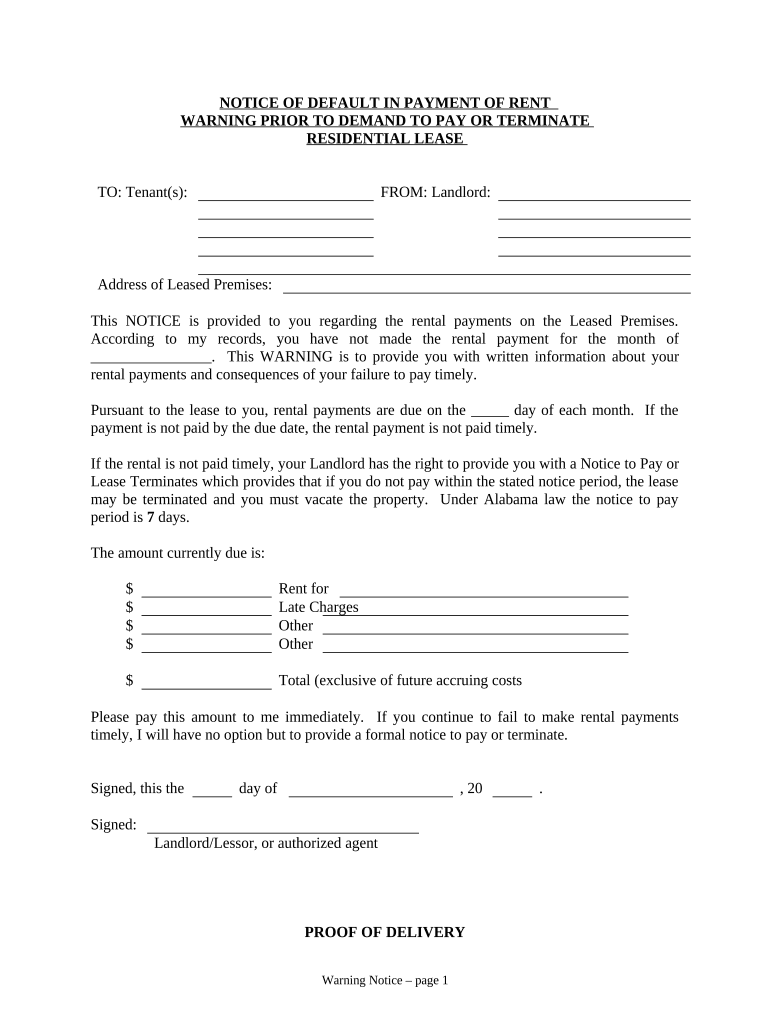 Notice of default on lease agreement Fill out & sign online DocHub