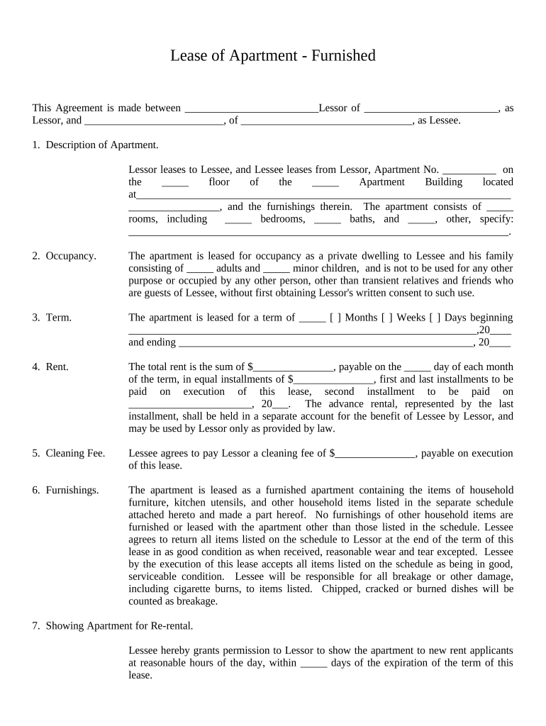 Furnished lease agreement Fill out & sign online DocHub