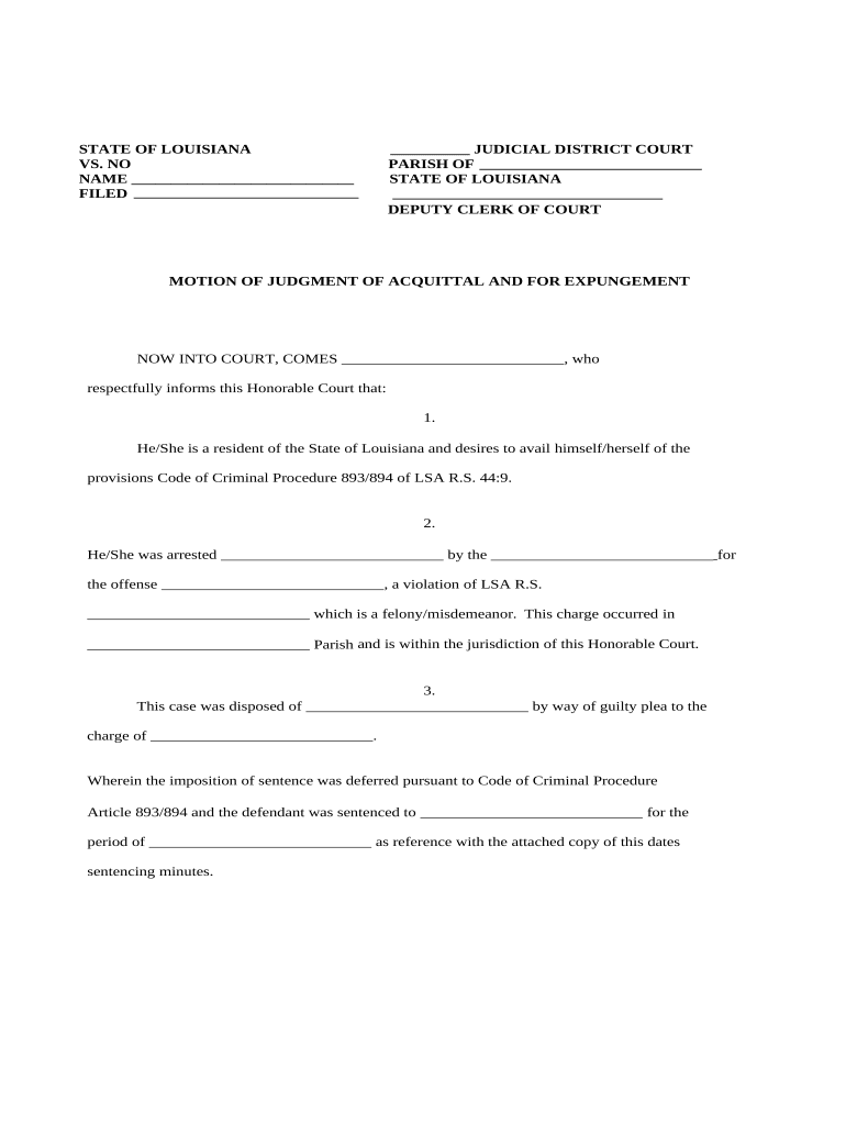 louisiana expungement Doc Template pdfFiller