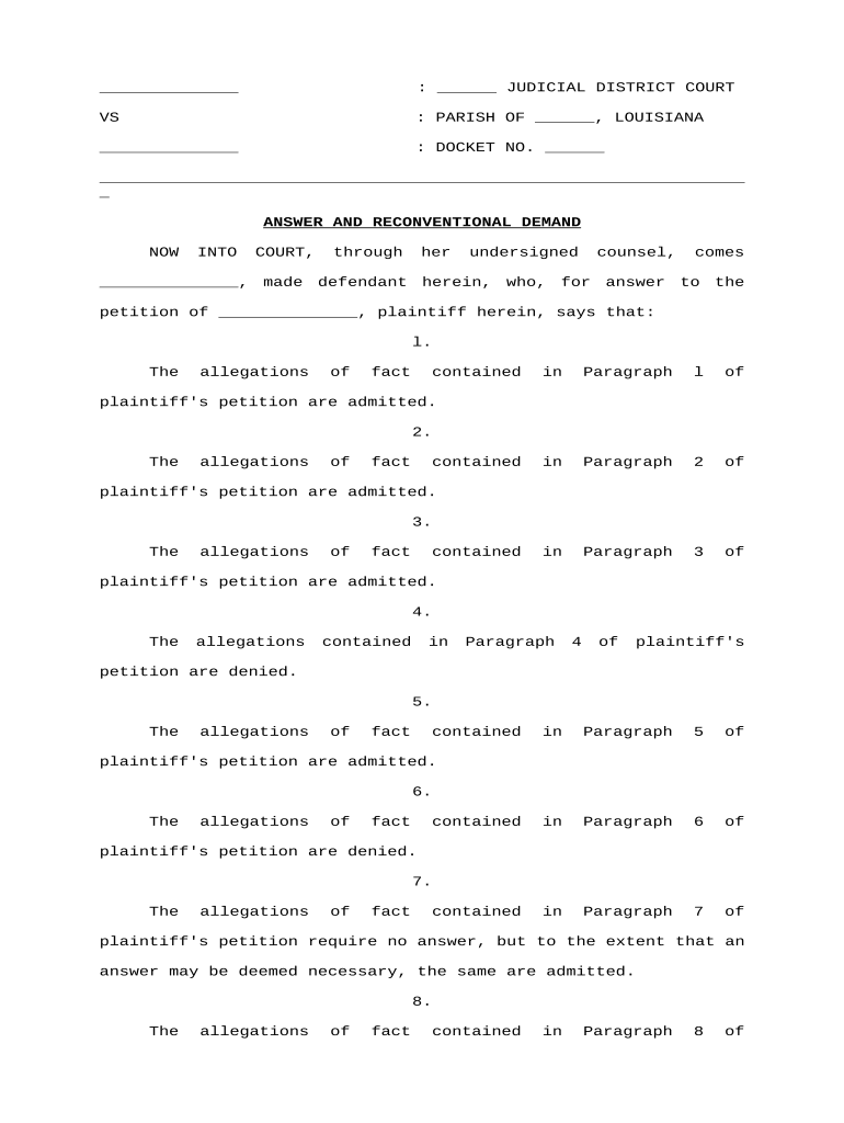 louisiana alimony Doc Template pdfFiller