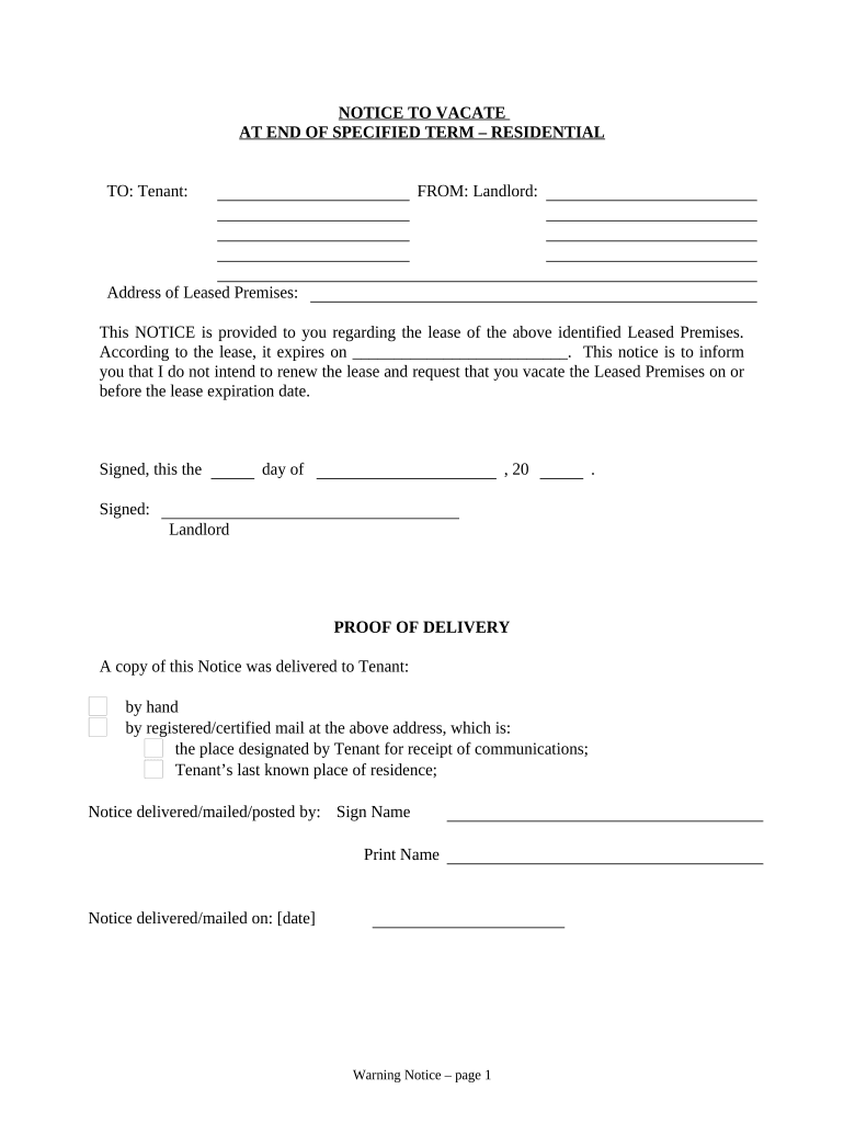 Notice of non renewal of lease Fill out & sign online DocHub