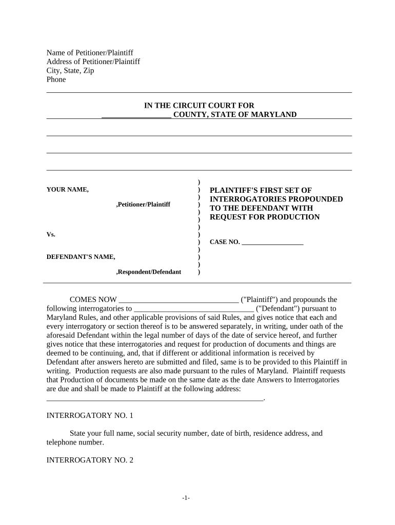 Maryland form interrogatories Fill out & sign online DocHub