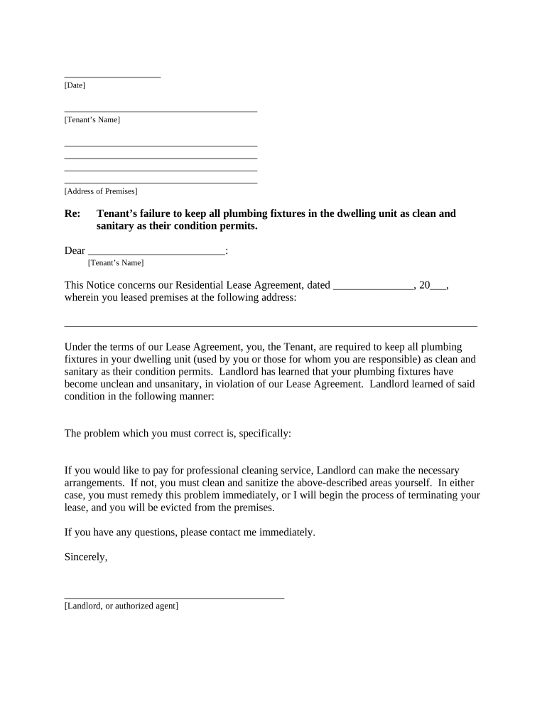 Plumbing notice to tenants Fill out & sign online DocHub