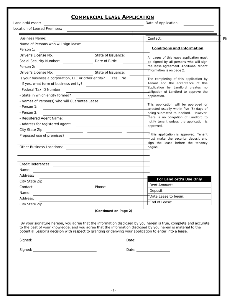 Commercial tenant application Fill out & sign online DocHub