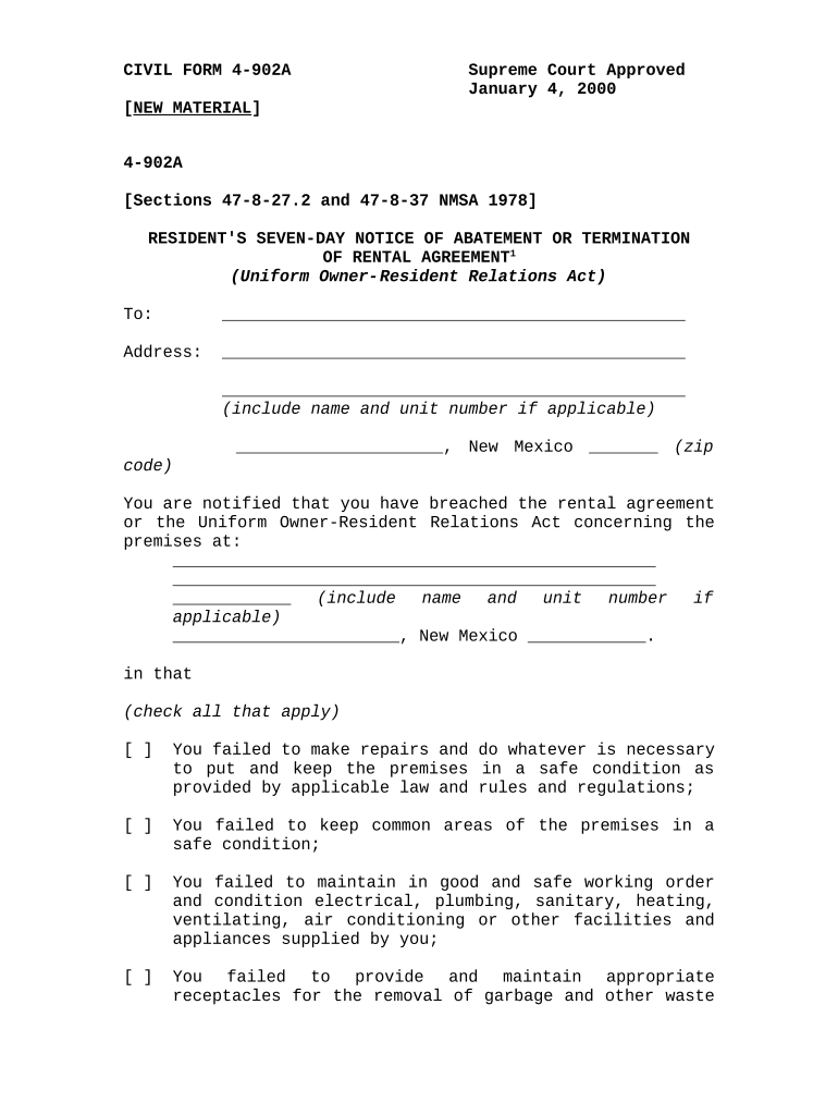 Rent abatement new mexico Fill out & sign online DocHub