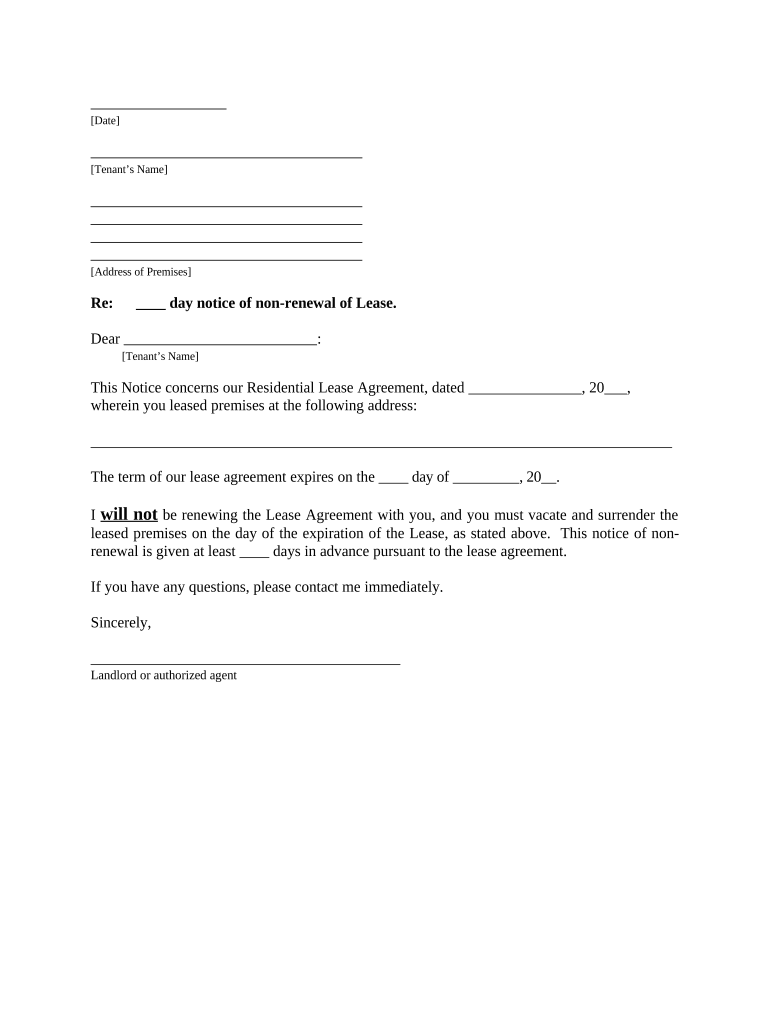 Letter from Landlord to Tenant with 30 day notice of Expiration of