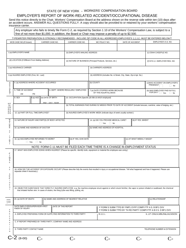 Employer's Report Of Work Related Accident for Workers' Compensation