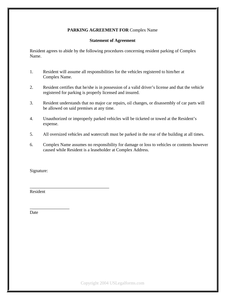 apartment complex parking agreement Doc Template pdfFiller