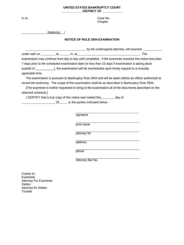 rule 2004 examination Doc Template pdfFiller