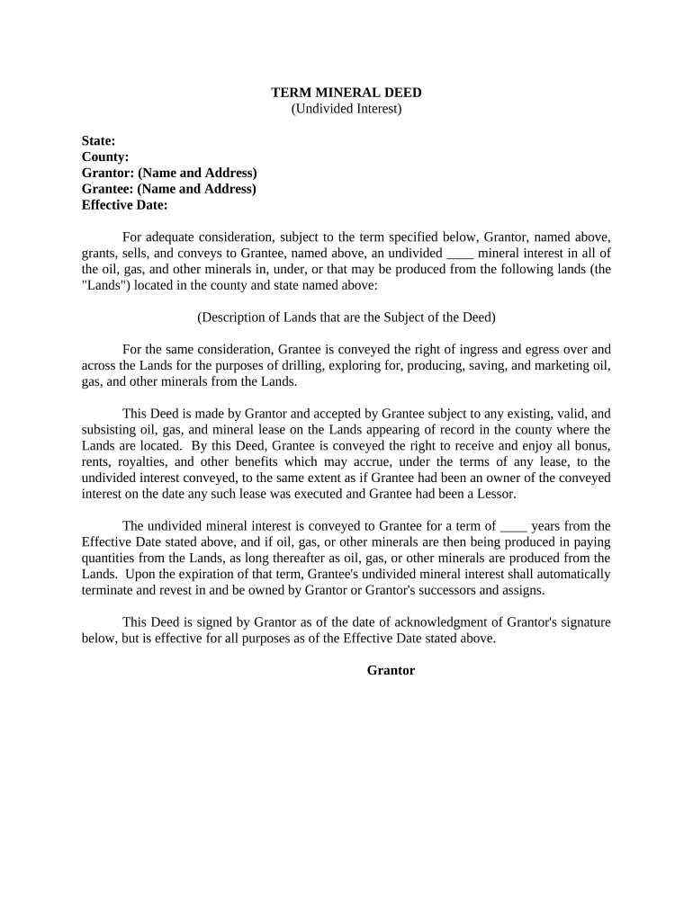 Term Mineral Deed of Undivided Interest Fill out & sign online DocHub