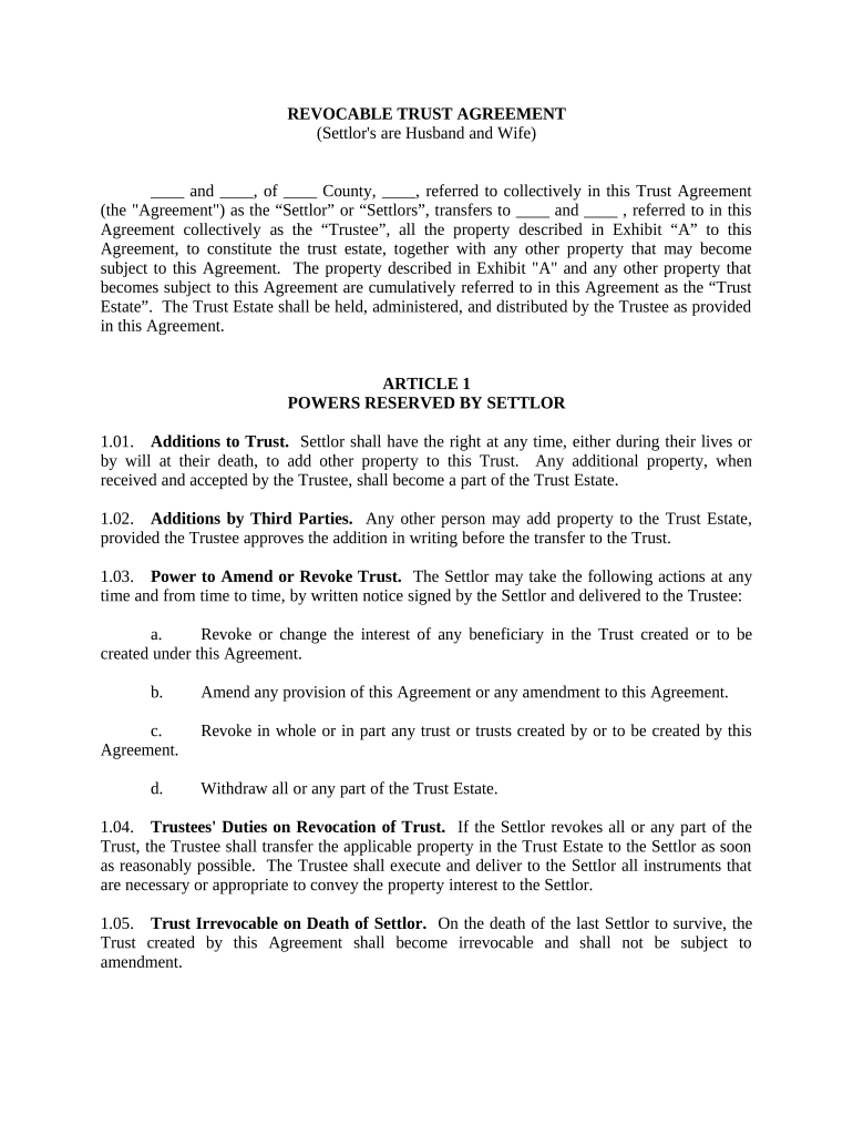 Sample living trust for married couple Fill out & sign online DocHub