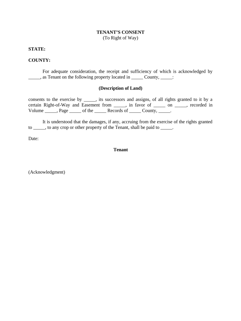 Tenant's Consent to Right of Way Fill out & sign online DocHub