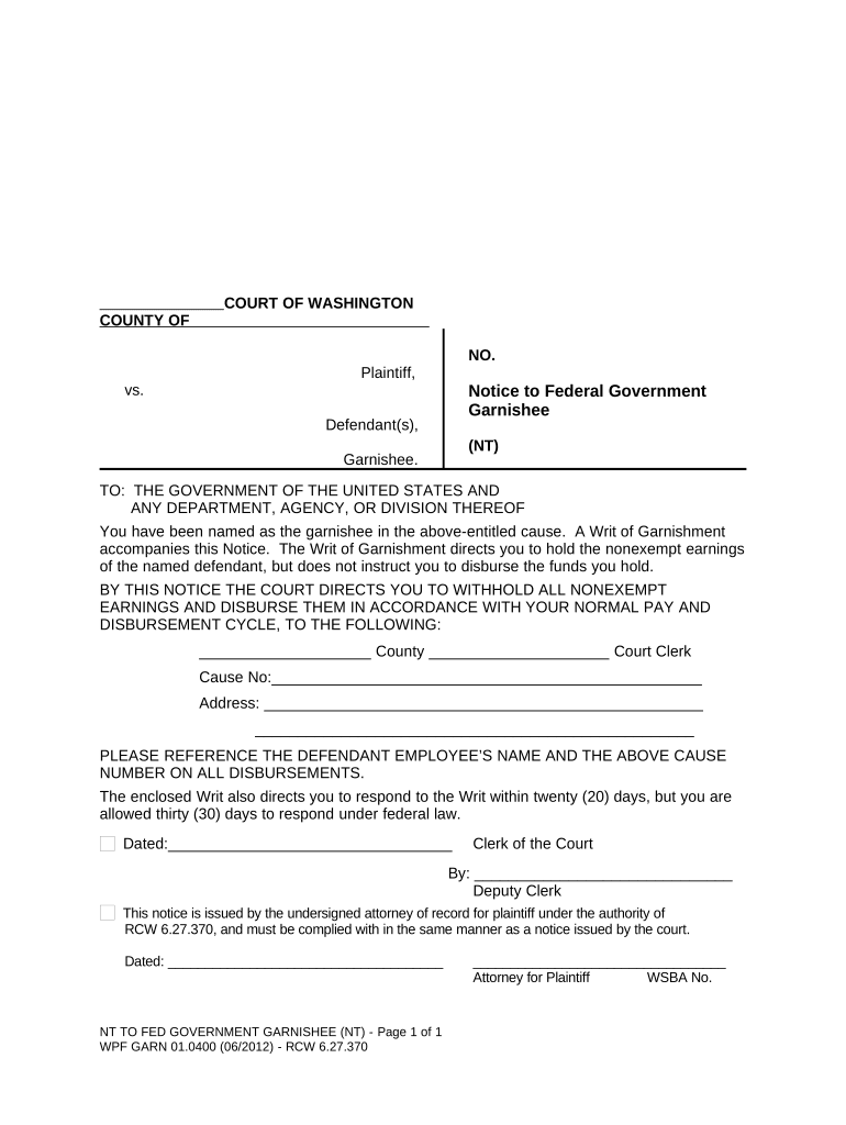 Washington state garnishment laws Fill out & sign online DocHub