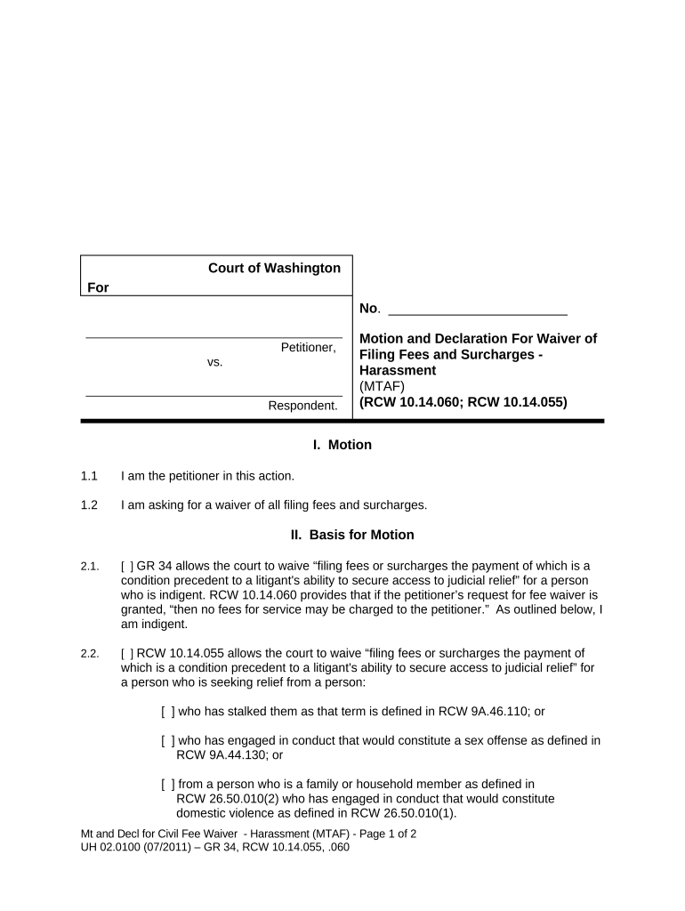 WPF UH02.0100 Motion for Waiver of Fees MT Washington Fill out