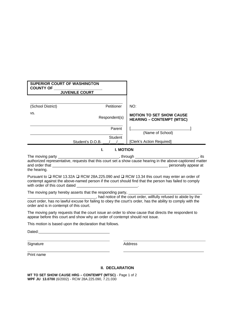 motion show hearing Doc Template pdfFiller