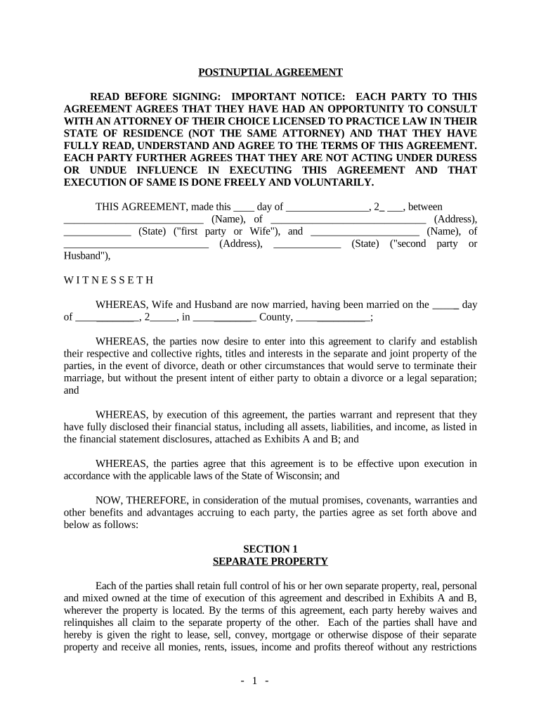 Wisconsin agreement Fill out & sign online DocHub