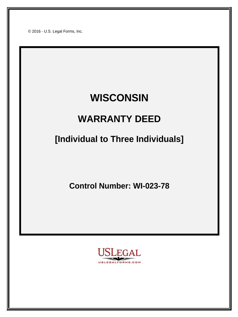 Warranty Deed from Individual to Three Individuals Wisconsin Fill