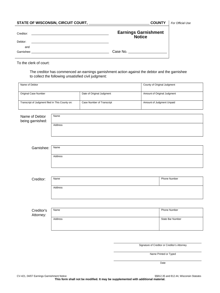 Wisconsin garnishment 13 weeks Fill out & sign online DocHub