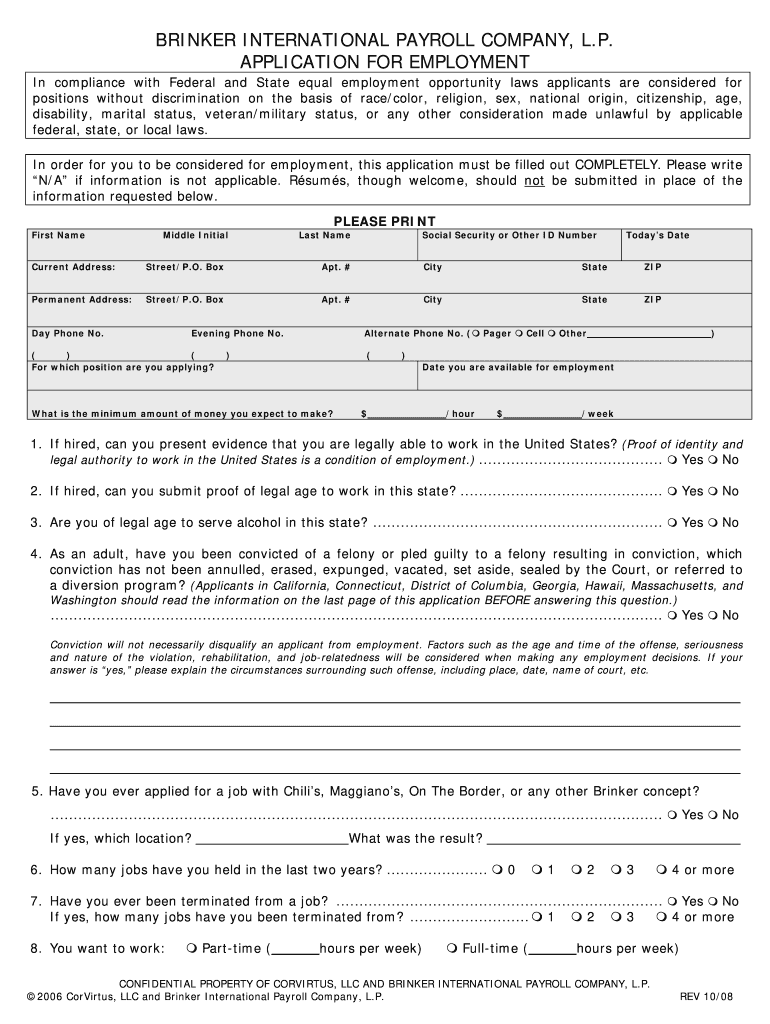 Chilis application Fill out & sign online DocHub