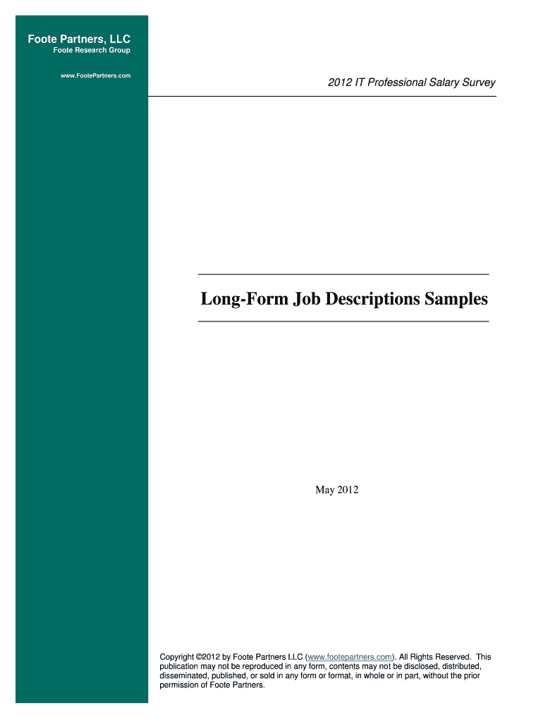 LongForm Job Descriptions Samples Foote Partners LLC Fill out