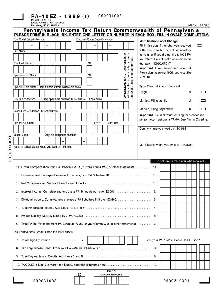 2022 Pa Schedule B Pa Dor Pa-40Ez 1999-2022 - Fill Out Tax Template Online | Us Legal Forms
