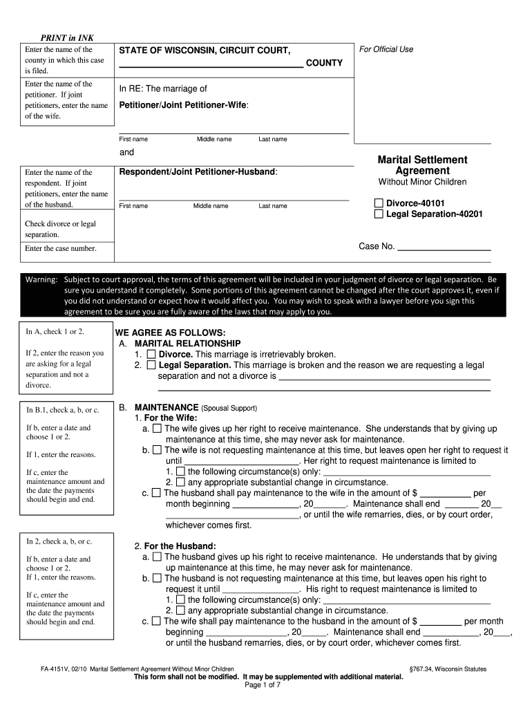 Wisconsin marital property agreement form Fill out & sign online DocHub
