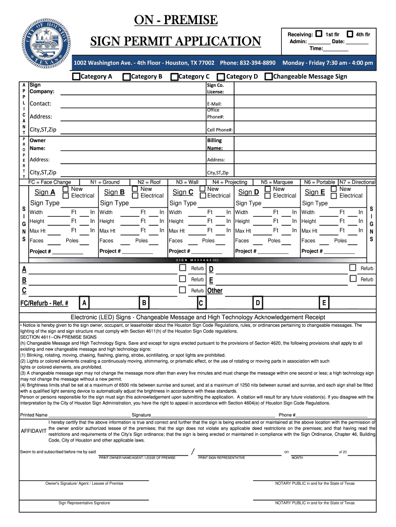 ON PREMISE SIGN PERMIT APPLICATION documents publicworks houstontx