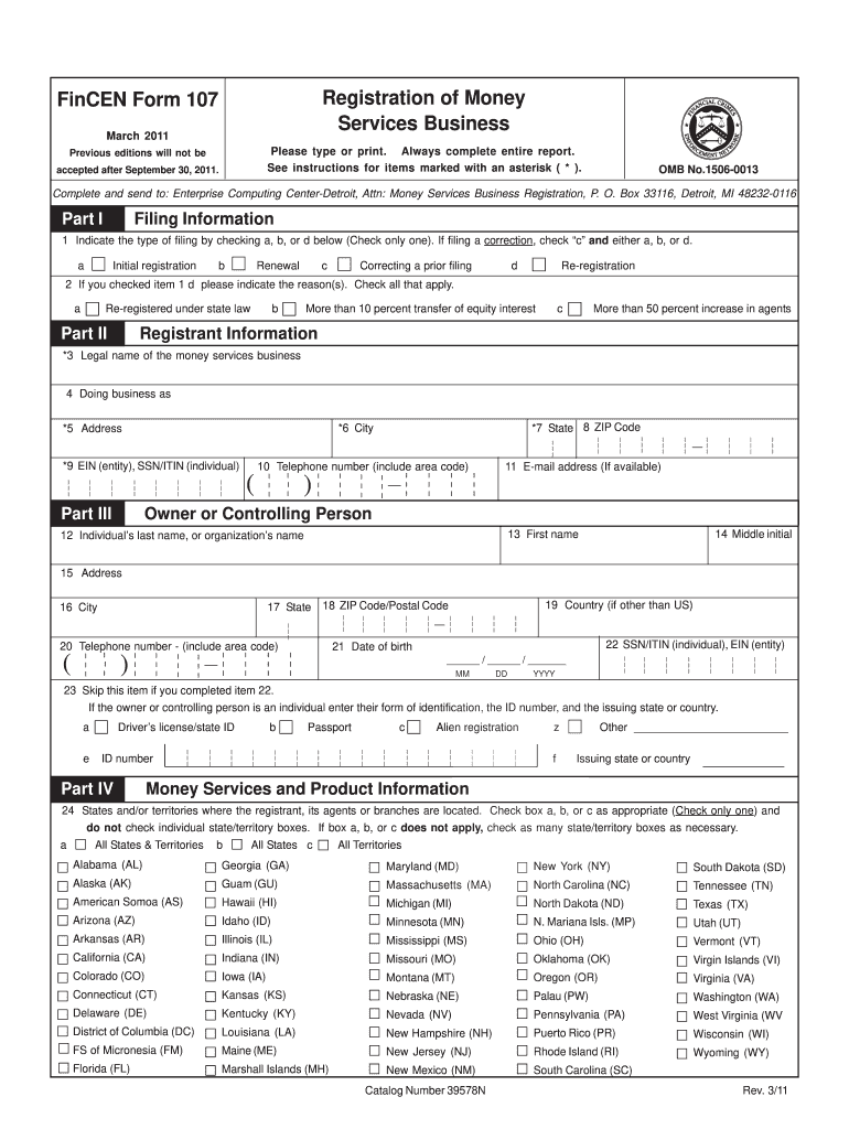 Fillable Online fincen fincen form 107 how to fill Fax Email Print