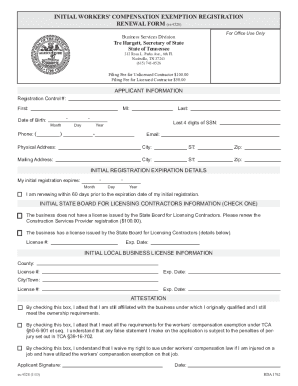Initial Workers Compensation Exemption - Fill Online, Printable 