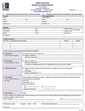 Liberty Dental Referral Form - Fill Online, Printable, Fillable, Blank