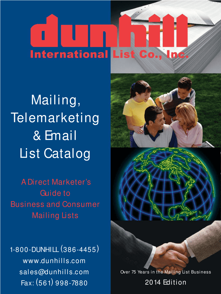 Fillable Online S pecialty Lists Dunhill International List Co Fax