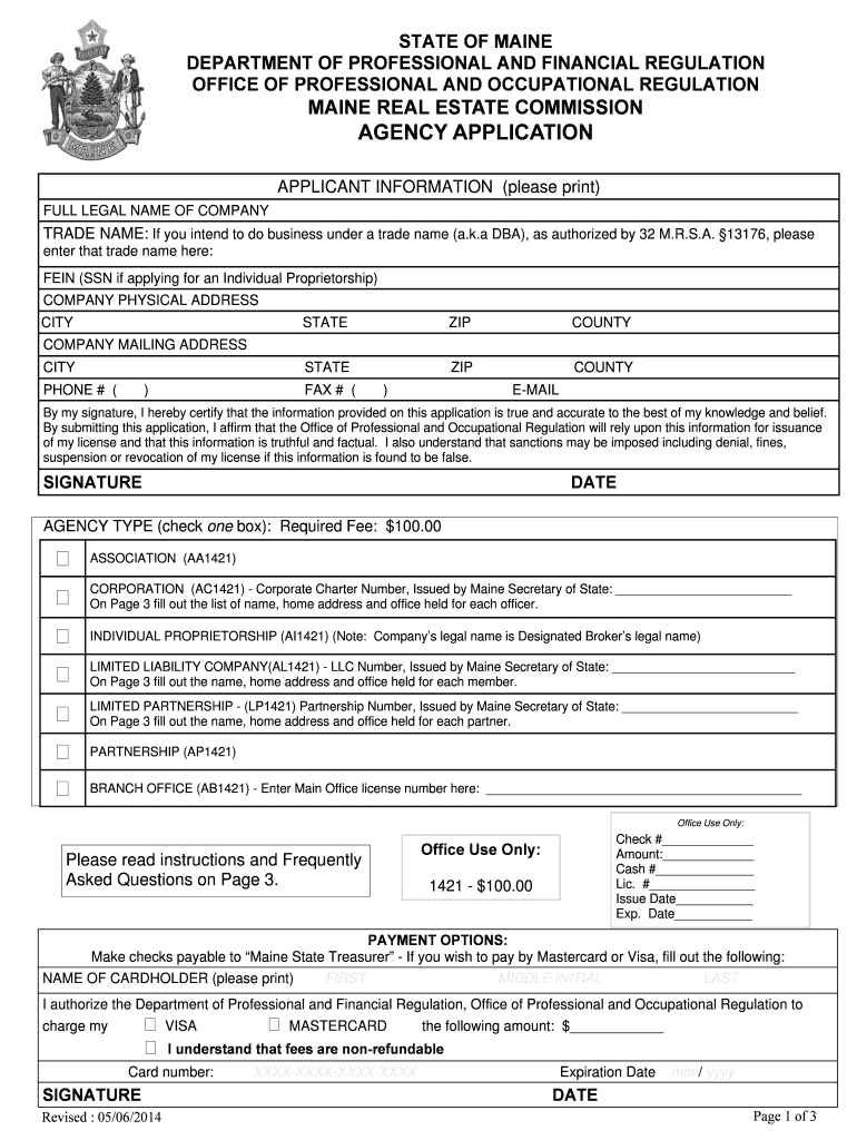 AGENCY APPLICATION Maine gov maine Fill out & sign online DocHub
