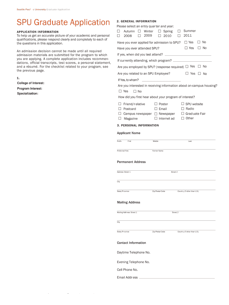 SPU Graduate Application spu Fill out & sign online DocHub