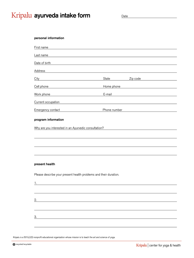 Ayurveda intake form Fill out & sign online DocHub