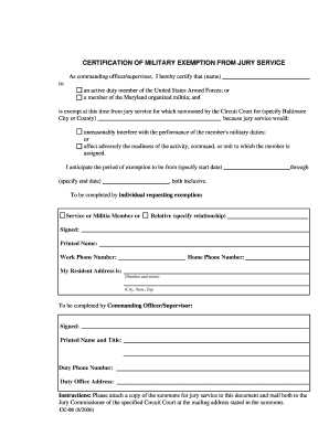 Military Jury Duty Exemption Letter - Fill Online, Printable 